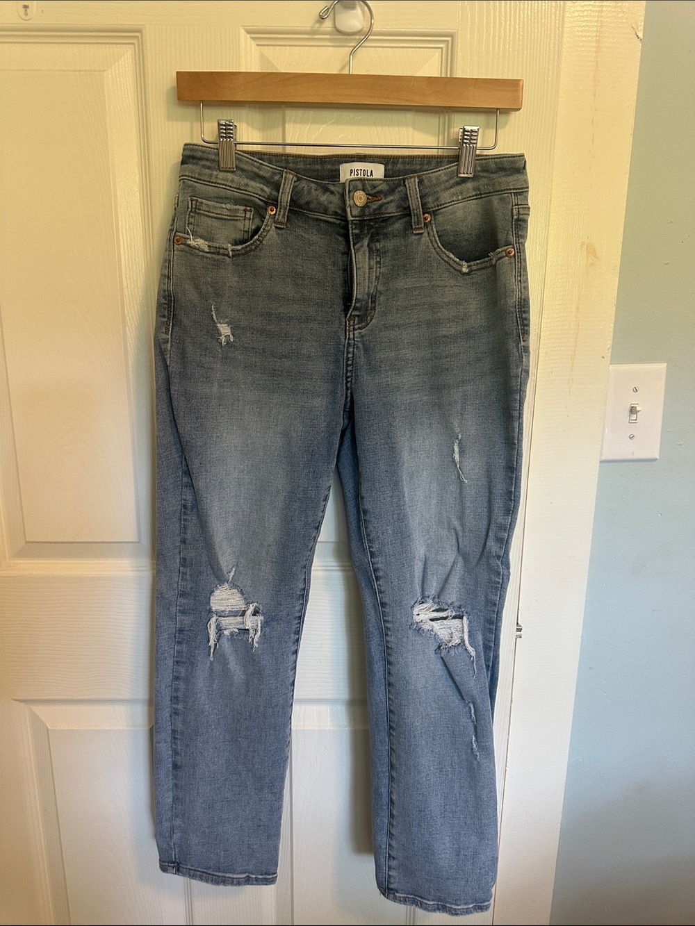 pistola Light Wash Distressed Boyfriend Jeans